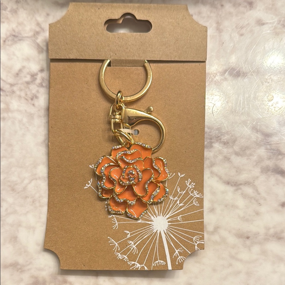 Floral Key Ring/Bag Charm (w/gold to ea hardware)(NWT)